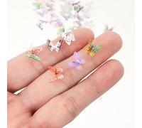 HOMICO 50PCS Mini Butterflies for Crafts Dollhouse Miniatures Resin Mini Things Tiny Butterflies for Fairy Garden Dollhouse Micro Landscaping Decoration
