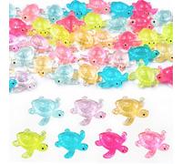 HOMICO 50PCS Mini Resin Turtles Figurines Luminous Mini Resin Animals Tiny Sea Animals Tiny Turtles for Garden Micro Moss Landscape Home Decor Party Decor, 7 Colors