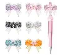 HOMICO Rhinestone Bows Beads for Pens 6pcs Fancy Bow Beads for Beadable Pens Beadable Keychains Colorful Bowknot Beads for DIY Pens Jewelry Keychain Making Suppliers