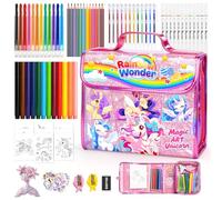 homicozy 106Pcs Washable Scented Markers Set with Unicorn Glitter Pencil Case,Colouring Sets for Children Ages 4-6-8,Arts And Crafts For Kids,Birthday Gifts for Girls 4 5 6 7 8 Year Old