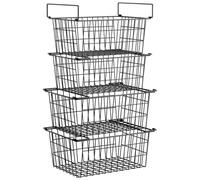 Homics Freezer Organizer Bins, Large Stackable Baskets for Deep Chest Freezer, for Pantry Storage and Organization and Bottom Sort Frozen Meats Food Storage Containers and Easy Get 4pcs