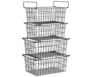 Homics Freezer Organizer Bins, Large Stackable Baskets for Deep Chest Freezer, for Pantry Storage and Organization and Bottom Sort Frozen Meats Food Storage Containers and Easy Get 4pcs