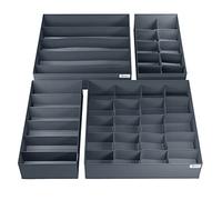 Homicx 4 Pack Underwear Drawer Organiser| Foldable Drawer Dividers | Fabric Wardrobe Storage Organiser| Clothes Draw Organizer for Socks Ties Bras Scarves Cosmetics and Baby Clothes-Grey