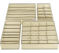 Homicx 4 Pieces Underwear Drawer Organiser|Foldable Draw Organisers|Drawer Divider|Draw Organizer|Underwear drawer organisers for Socks Ties Bras and Handkerchief (Beige)