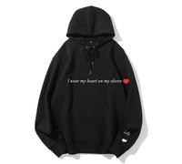 Homidam I Wear My Heart On My Sleeve Custom Jumper Red Heart Personalized Hoodie Embroidered Sweatshirt(DIY)