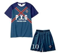 Homidam Unisex Anime Blue Lock Cosplay Short Sleeve T-shirt and Shorts Sets 2-Piece Outfits Tracksuit(Navy 10 Loki,S)