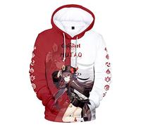 Homidam Unisex Genshin Impact Jumper Project Sweatshirt Game Cosplay Jumper Fashion Hoodie(HuTao, M)