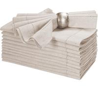 HOMIDATE Cloth Napkins, Linen Napkins, Dinner Napkins Set of 12, Natural Linen Cotton, Hemstitched, 20x20 inches, 12 Pack