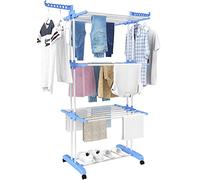 HOMIDEC Airer Clothes Drying Rack,4-Tier Foldable Clothes Hanger Adjustable Large Stainless Steel Garment Laundry Racks for Indoor/Outdoor