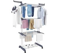 HOMIDEC Airer Clothes Drying Rack,4-Tier Foldable Clothes Hanger Adjustable Large Stainless Steel Garment Laundry Racks for Indoor Outdoor
