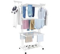 HOMIDEC Airer Clothes Drying Rack,4-Tier Foldable Clothes Hanger Adjustable Large Stainless Steel Garment Laundry Racks for Indoor/Outdoor,White