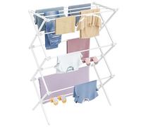 HOMIDEC Clothes Airer,3-Tier Foldable Clothes Drying Rack,Clothes Horse with 11 Thickened Poles Bearing Weight 20kg,Space Saving Clothes Dryer for Indoor Outdoor.White（73 * 37 * 115cm）