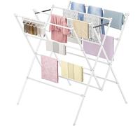 HOMIDEC Clothes Airer with Sock Clips, Foldable Clothes Drying Rack, X Shaped Stainless Steel Clothes Horse Laundry Drying Rack Airer for Indoor Outdoor Use