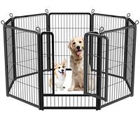 HOMIDEC Dog Pen,8 Panel Puppy Pen High 80cm with Door for Indoor/Outdoor | Pet Exercise Playpen, Portable Detachable Animal Run Enclosures for Dogs, Puppies, Cats, Rabbits and Other Animals (Black)