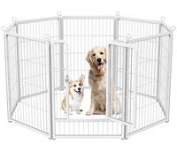 HOMIDEC Dog Pen,8 Panel Puppy Pen High 80cm with Door for Indoor/Outdoor | Pet Exercise Playpen, Portable Detachable Animal Run Enclosures for Dogs, Puppies, Cats, Rabbits and Other Animals (White)