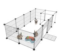 HOMIDEC Rabbit Run,Puppy Pen with Door,Encrypted Wire Mesh Cages14 Panels Indoor/Outdoor DIY Metal Pet Fence for Puppy,Rabbit,Kitten,Hamster,Guinea Pig,Turtle,Hedgehog.Black(140x70x35CM)