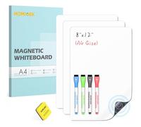 HOMiDEK Magnetic Whiteboard for Fridge, 3 Pack Small Magnetic Dry Erase Boards with 4 Markers & 1 Eraser, Reusable Blank Magnet White Board Sheets for Home, Kitchen, Office, Classroom - 8 x 12