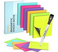 HOMiDEK Reusable Magnetic Sticky Notes, (30 Pack, 3x3 in) Dry Erase Magnets Magnetic Labels with Marker, Easy to Post Notes for Whiteboard, Fridge, Locker, Cabinet, Door - Office & Classroom Supplies
