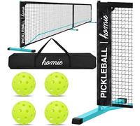 Homie Portable Pickleball Net Set with 4 Balls, Backpack Carrying Bag, 22 FT Regulation Size, Easy Setup for Outdoor Indoor, Weather Resistant Metal Frame