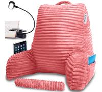 Homie Premium Reading Bed Rest Pillow with Reading Light and Wrist Support, Has Arm Rests, Neck Roll, and Back Support for Lounging, Reading