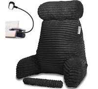 Homie Reading Pillow with Reading Light and Wrist Support, Has Arm Rests, and Back Support for Bed Rest, Lounging, Reading, Working on Laptop, Watching TV (Large, Black)