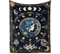 Homieblanket Aquarius Zodiac Blanket for Women Men, Secret Astrology Themed Design Printed Throw Blankets for Teens Adults Lap, Chair Sofa, Soft Fleece Cozy Blanket, 50"x 60"