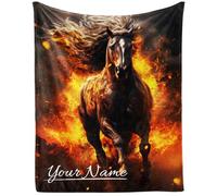 Homieblanket Custom Horse Blanket with Name for Women Men, Personalized Cool Horse Themed Design Printed Throw Blankets for Teens Adults Lap, Chair Sofa, Giftable Blanket, 50"x 60"