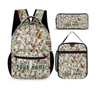 Homieblanket Custom Koala Backpack with Lunch Box & Pencil Case, 16 Inch Cute Koala Bookbag, Adjustable Lightweight Large Capacity, Koala Backpack Set for Kids Girls Boys School