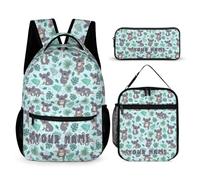 Homieblanket Custom Koala Backpack with Lunch Box & Pencil Case, 16 Inch Cute Koala Bookbag, Adjustable Lightweight Large Capacity, Colorful Koala Backpack Set for Kids Girls Boys School
