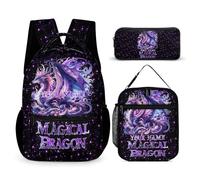 Homieblanket Dragon Backpack for Kids Girls Boys School, 16 Inches Dragon Bookbag, Dragon Backpack for School, Dragon Backpack3 Set Custom, Daypack Backpacks