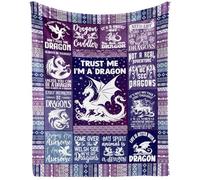 Homieblanket Dragon Blanket for Women Men, Cute Dragon Themed Design Printed Purple Throw Blankets for Teens Adults Lap, Couch Bed, Warm Soft Cozy Blanket, 60"x 80"