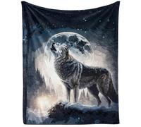 Homieblanket Howling Wolf Blanket for Women Men, Cool Wolf Themed Design Printed Throw Blankets for Teens Adults Lap, Couch Bed, Warm Soft Cozy Blanket, 60"x 80"