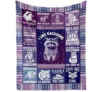 Homieblanket Raccoon Blanket for Women Men, Cute Raccoon Themed Design Printed Purple Throw Blankets for Teens Adults Lap, Chair Sofa, Warm Soft Cozy Blanket, 50"x 60"