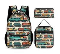 Homieblanket Train Backpack for Kids Girls Boys School, 16 Inches Train Bookbag, Train Backpack for School, Train Backpack5 Set, Daypack Backpacks