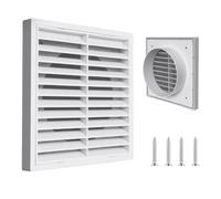 Homieco 125mm Louvred Wall Vent Grille White External Air Vent Cover with Flyscreen for Tumble Dryer, Extractor Fan, Garage, Bathroom, Kitchen, Exterior Walls, Attic (White 125mm)