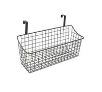 Homieco Over The Cabinet Door Storage Basket Metal Wire Kitchen Cupboard Drawer Hanging Caddy Organizer Bakeware Holder Spice Jar Rack (Black 1)