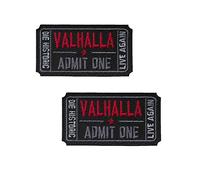 Homiego Ticket to Valhalla Admit One Die Historic Live Again Tactical Morale Badge Embroidery Iron on Patch (2Blacks)