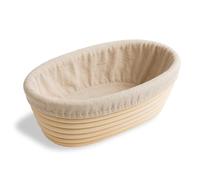 Homiely Bread Proofing Basket, Natural Rattan Sourdough, 10" banneton basket Oval with Linen Cloth for professional Home Bakers