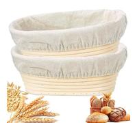 Homiely Sourdough Proofing Basket Set of 2 - 10" Oval Banneton Bread Making Basket, Natural Rattan Dough with Linen Cloth Liners for Home Bakers