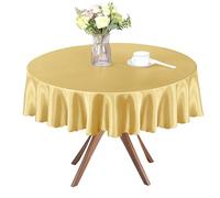Homiest 1 Pack 60 Inch / 5ft Round Tablecloth Satin Table Cover, Gold Table Cloth Overlay Bright Table Decorations, Silky Satin Dining Table Cloths for Wedding Reception Graduation Banquet