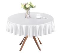 Homiest 1 Pack 60 Inch / 5ft Round Tablecloth Satin Table Cover, White Table Cloth Overlay for Wedding Reception Graduation Banquet