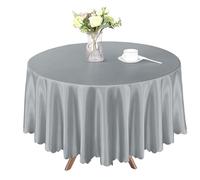 Homiest 1 Pack 72 Inch / 6ft Round Tablecloth Satin Table Cover, Silver Table Cloth Overlay Bright Table Decorations, Silky Satin Dining Table Cloths for Wedding Reception Graduation Banquet