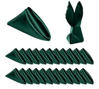 Homiest 24 Pack Hunter Green Satin Dinner Napkins (17x17 inches), Scalloped Square Silky Elegant Wedding Napkins for Restaurant Banquet Graduation Party