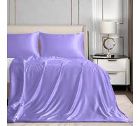 Homiest 48"x72" Weighted Blanket Cover, Lavender Satin with 8 Ties, Silky & Removable Zippered Twin Heavy Blanket Cover