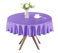 Homiest 60 Inch / 5ft Satin Round Tablecloth, Light Purple Table Cover