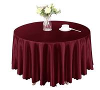 Homiest 84 Inch / 7ft Satin Round Tablecloth, Light Burgundy Table Cover
