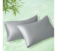 Homiest Cooling Pillow Cases King Size Set of 2, 100% Rayon Derived from Bamboo Pillowcase for Hot Sleepers, Breathable & Silky Soft Pillow Covers with Envelope Closure (Light Gray, 20x36 Inch)
