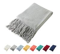 Homiest Decorative Knitted Throw Blanket with Fringe Soft & Cozy Tassel Blanket for Couch Sofa Bed (Light Grey,50x60)