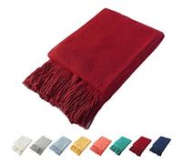 Homiest Decorative Knitted Throw Blanket with Fringe Soft & Cozy Tassel Blanket for Couch Sofa Bed (Red, 50x60)