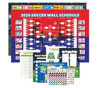 HOMIEVAR 2026 Football World Cup 8-in-1 Schedule Poster Set 22x33in Pre-Filled Group Stage, Position-Labeled Knockout Bracket, Team Guide & Interactive Flag Cards for Football Fans